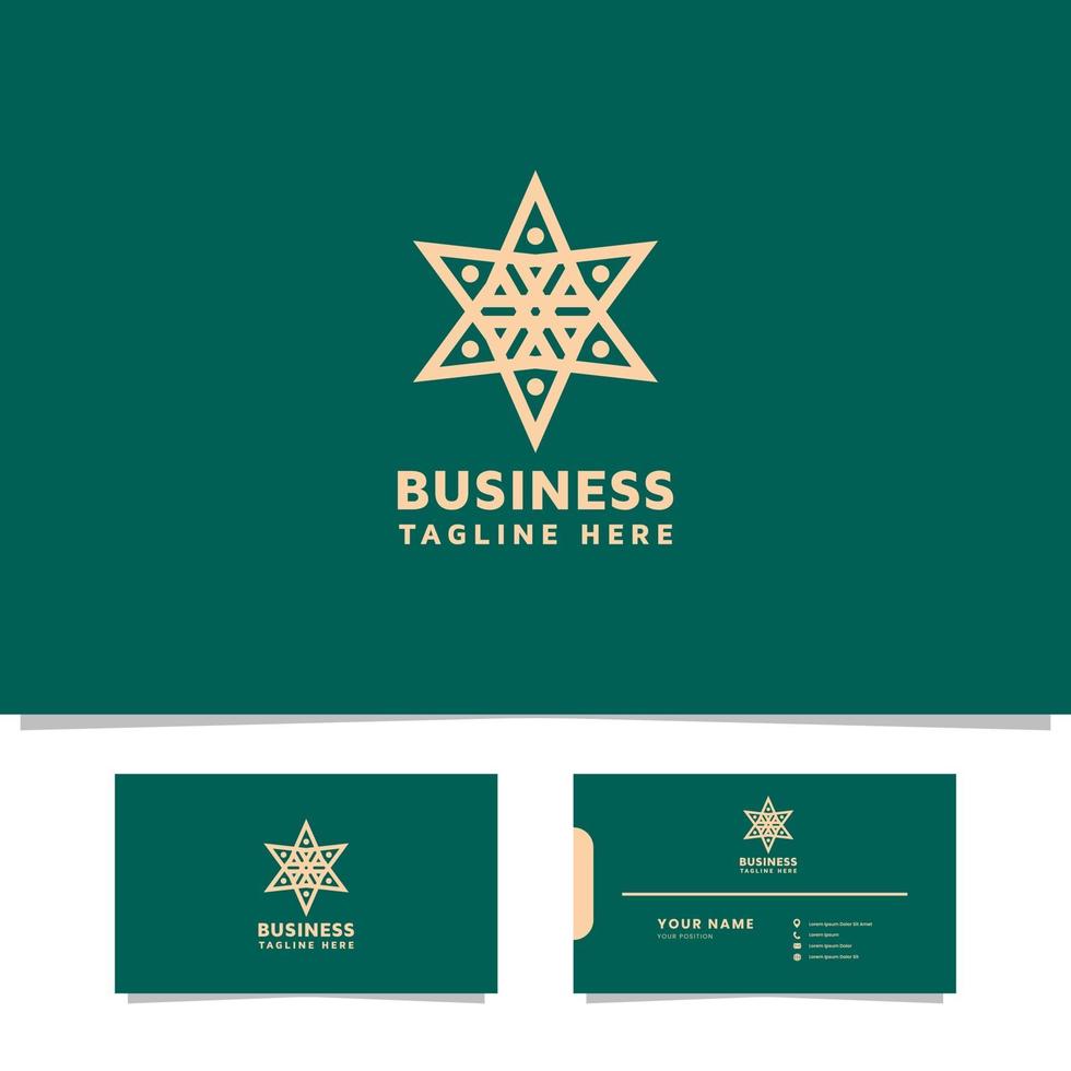 logo motif étoile ornementale avec modèle de carte de visite vecteur