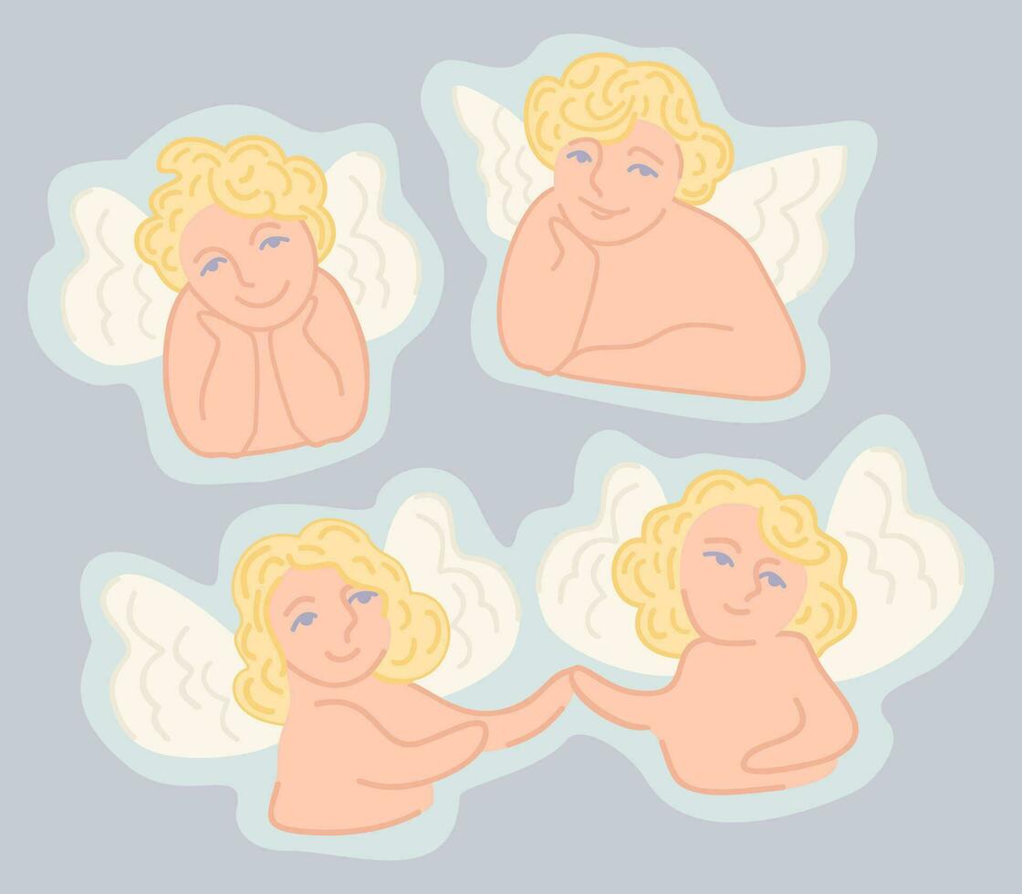 anges. vecteur autocollants. mignonne puéril illustration