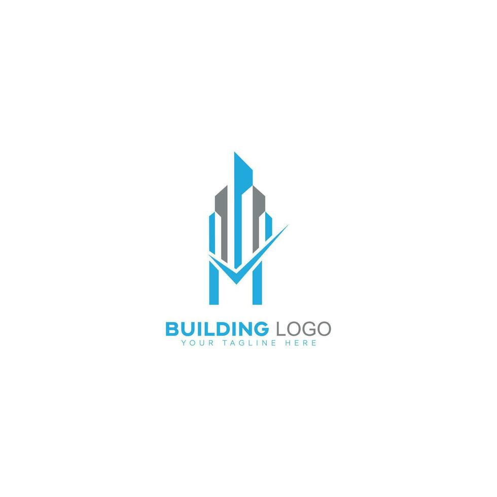 lettre m bâtiment vecteur logo modèle