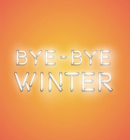 &#39;BYE BYE WINTER&#39; - Enseigne au néon réaliste, illustration vectorielle vecteur