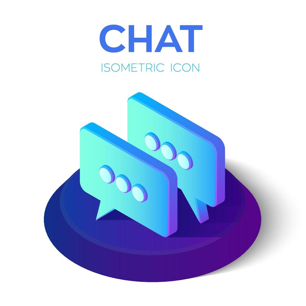 icône de discussion. Signe de chat isométrique 3D. créé pour mobile, web, déco. vecteur