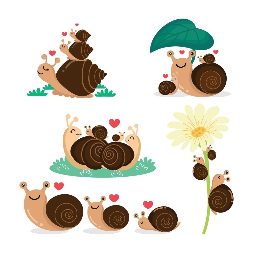 heureux escargot famille cartoon.vector illustration dans le style cartoon. vecteur