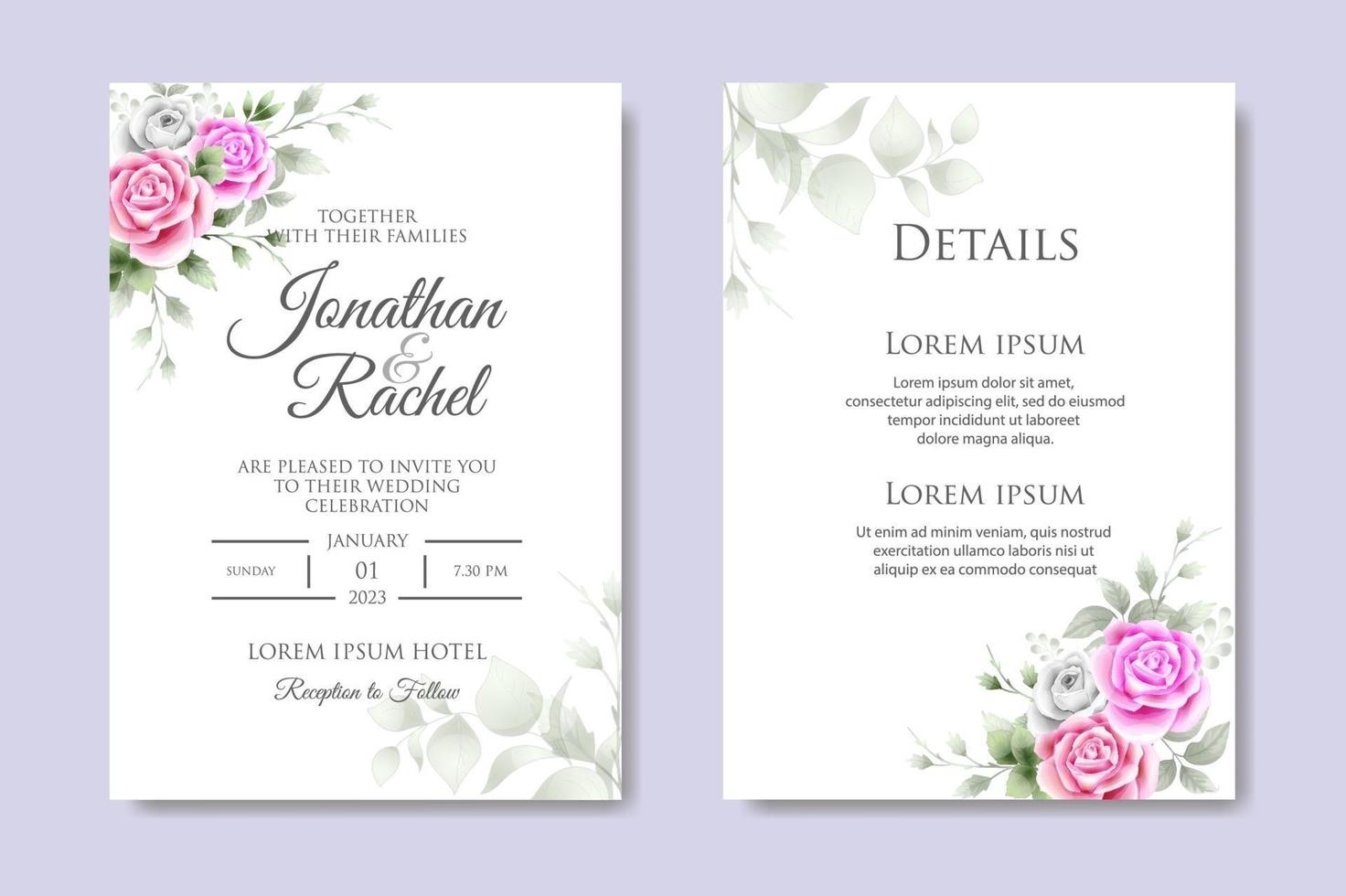 conception de carte d'invitation florale romantique vecteur