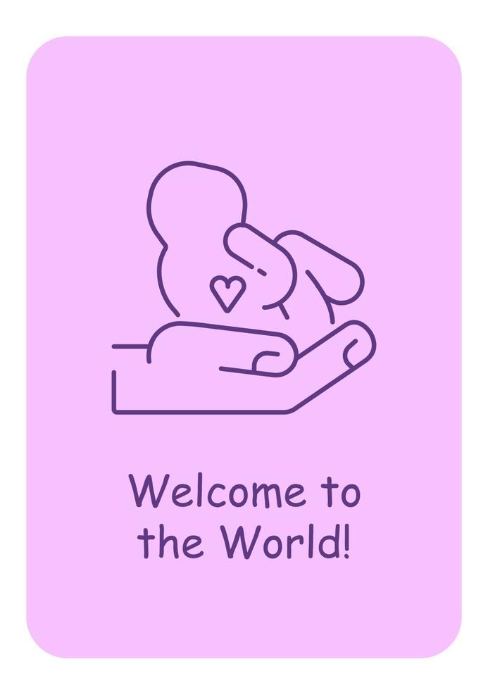 meilleurs voeux pour la nouvelle carte postale de bébé avec l'icône de glyphe linéaire vecteur