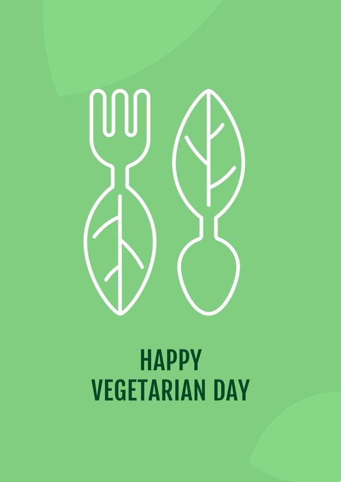 carte postale bonne fête végétarienne avec icône de glyphe linéaire vecteur
