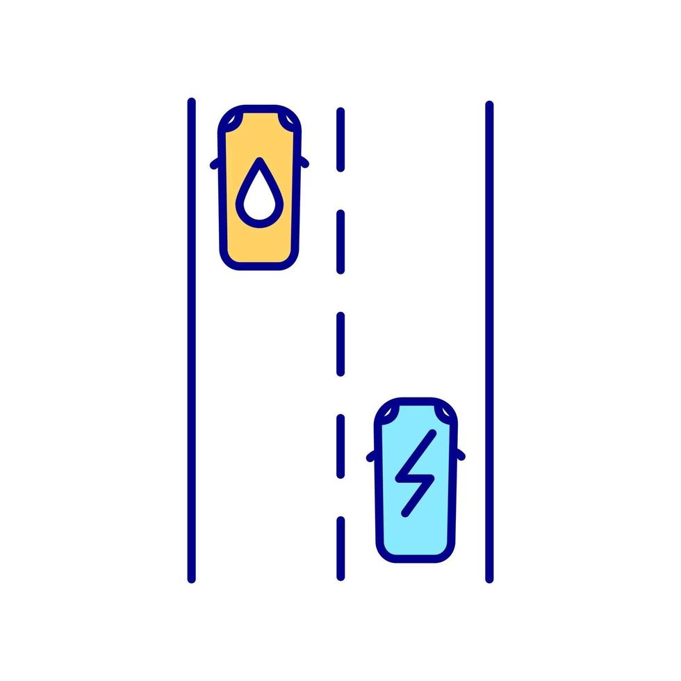 icône de couleur rvb de voies de véhicules électriques. vecteur