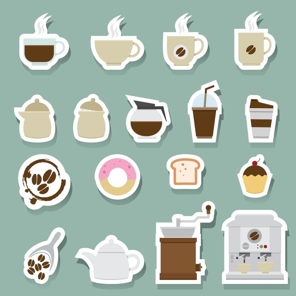 jeu d'icônes de café et de thé vecteur