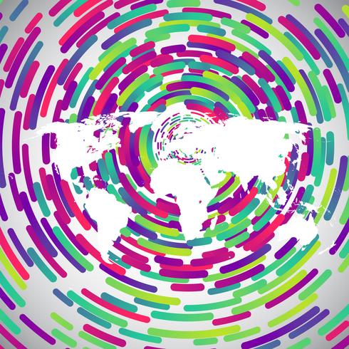 Carte du monde abstrait avec des cercles colorés pour la publicité, vecteur