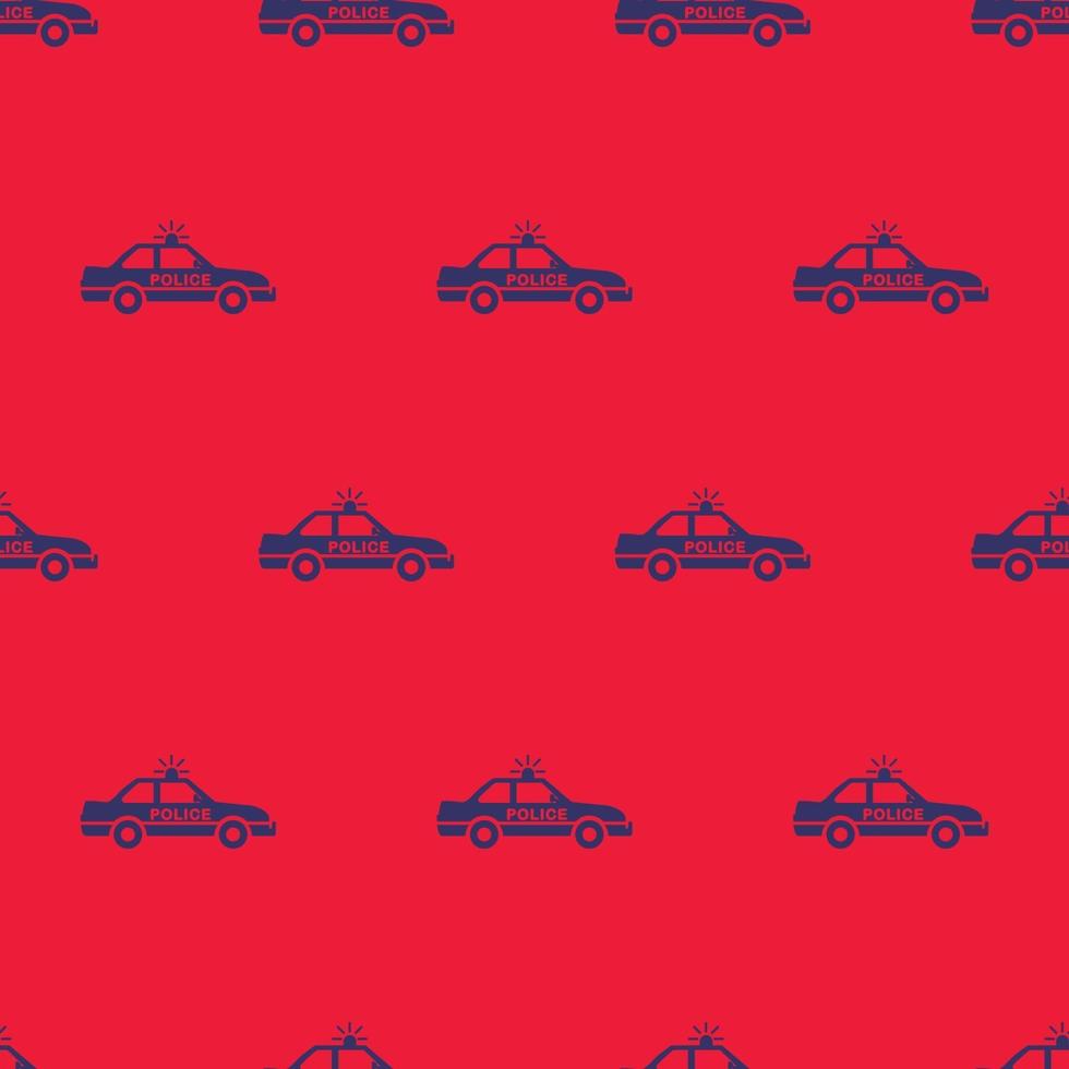 icône de voiture de police de modèle sans couture de deux couleurs avec le fond rouge vecteur