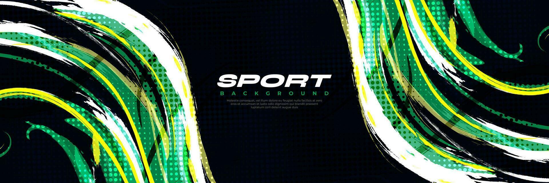 abstrait blanc Jaune et vert brosse Contexte avec sportif style et demi-teinte effet. brosse accident vasculaire cérébral illustration pour bannière, affiche, ou des sports Contexte vecteur