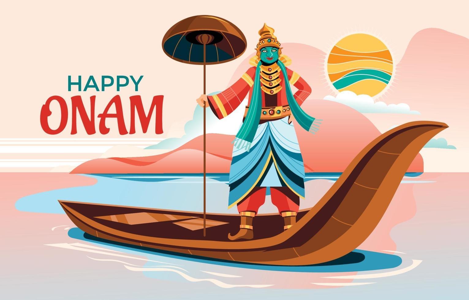 concept de célébration du festival indien heureux onam vecteur