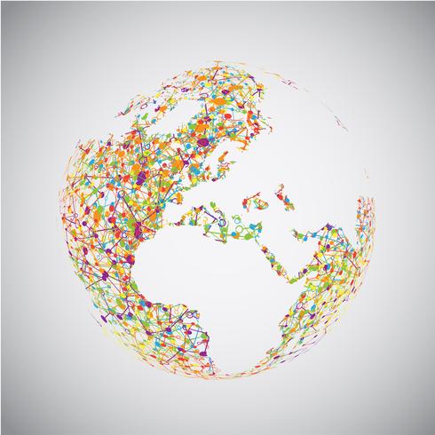 Monde en pointillé avec des connexions, illustration vectorielle vecteur