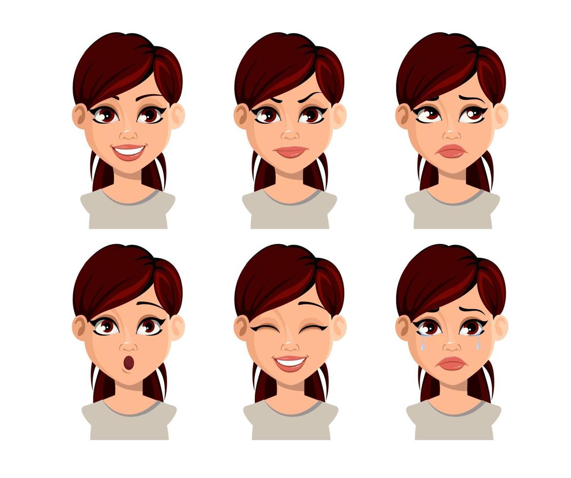 expressions du visage de la belle femme vecteur