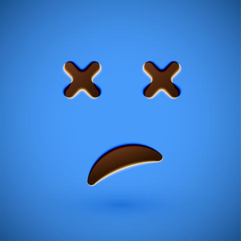 Visage souriant émoticône réaliste bleu, illustration vectorielle vecteur
