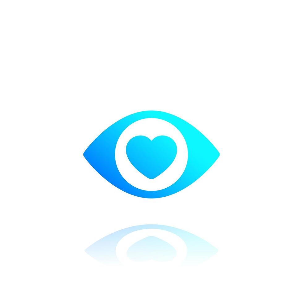 oeil avec l'icône du logo coeur vecteur