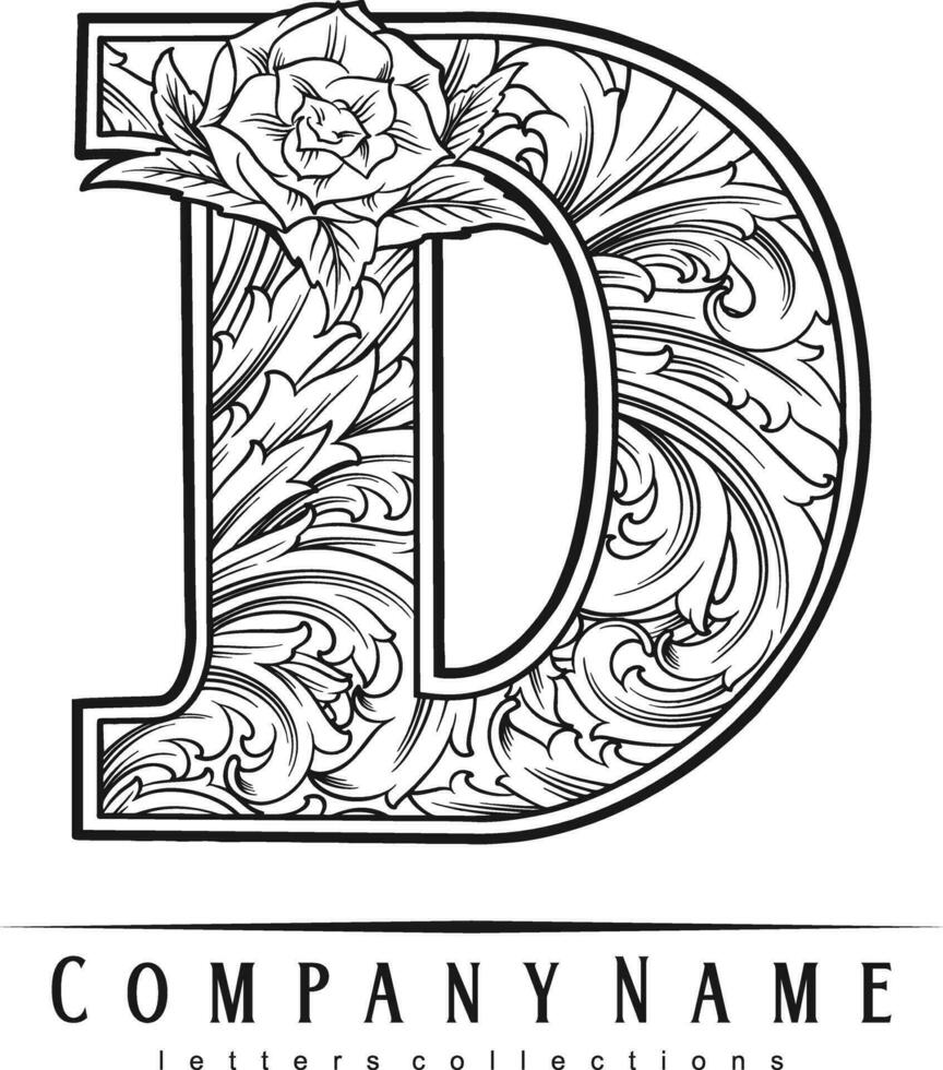 classique élégance lettre ré initiale monogramme logo monochrome vecteur des illustrations pour votre travail logo, marchandise T-shirt, autocollants et étiquette conceptions, affiche, salutation cartes La publicité affaires