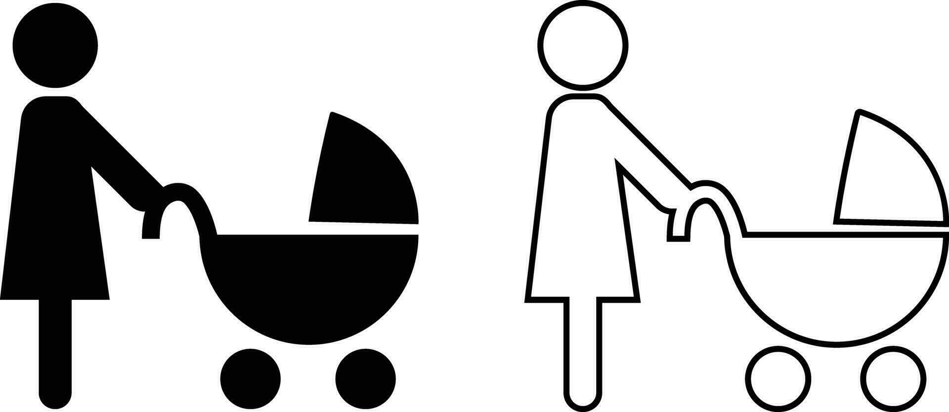 mère et enfant famille icône solide dans plat, ligne ensemble branché style. content peu famille Assurance symbole avec mère bébé balançoire signe. chariot isolé sur transparent Contexte. vecteur applications, site Internet