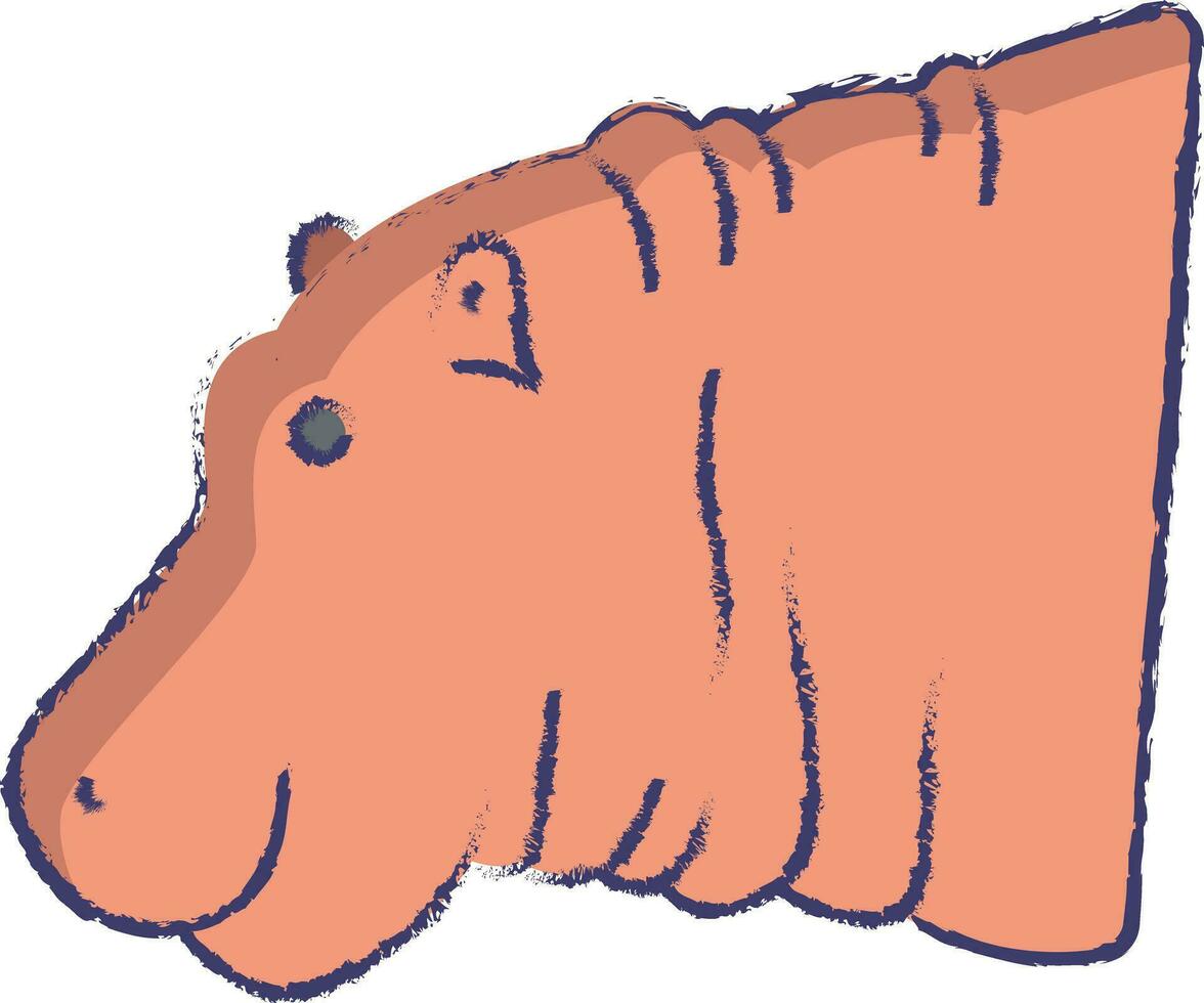 hippopotame visage main tiré vecteur illustration