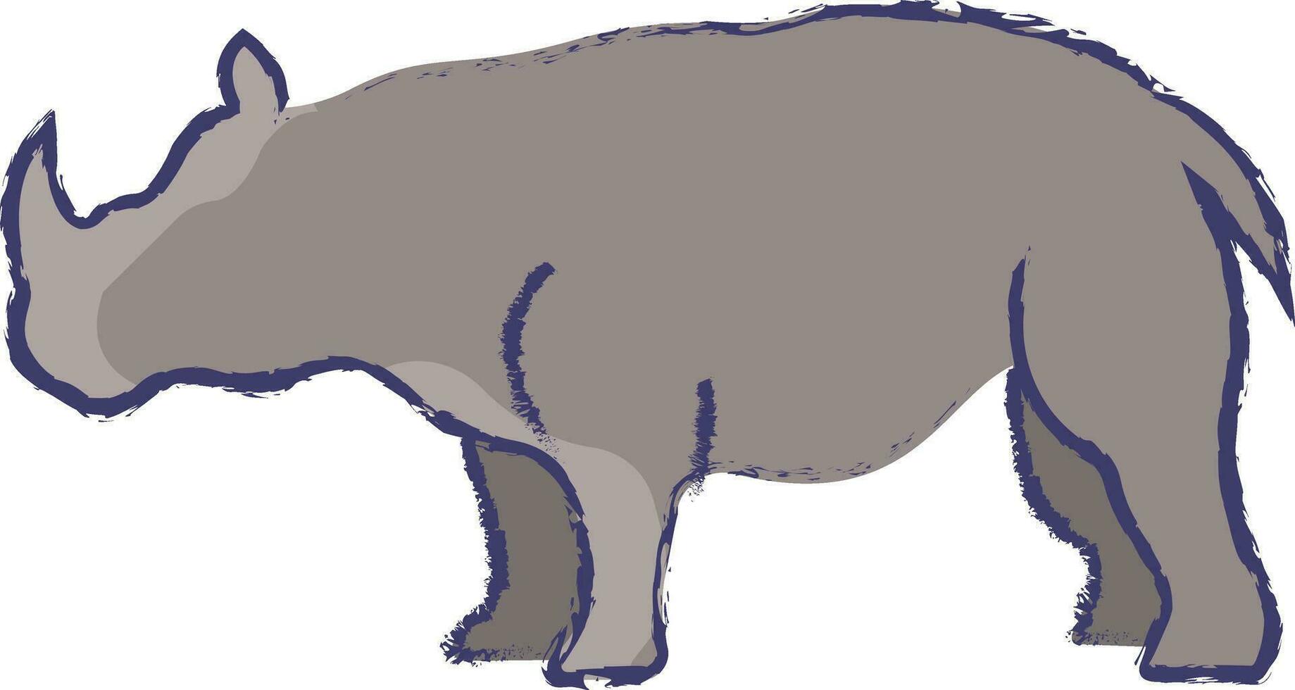 rhinocéros main tiré vecteur illustration