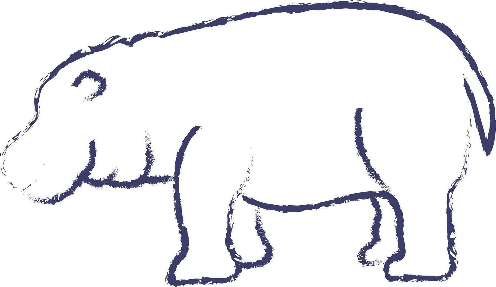 hippopotame main tiré vecteur illustration
