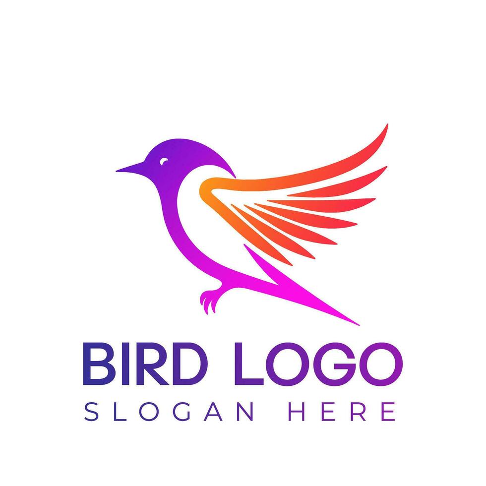 vecteur en volant oiseau logo illustration avec pente coloré style
