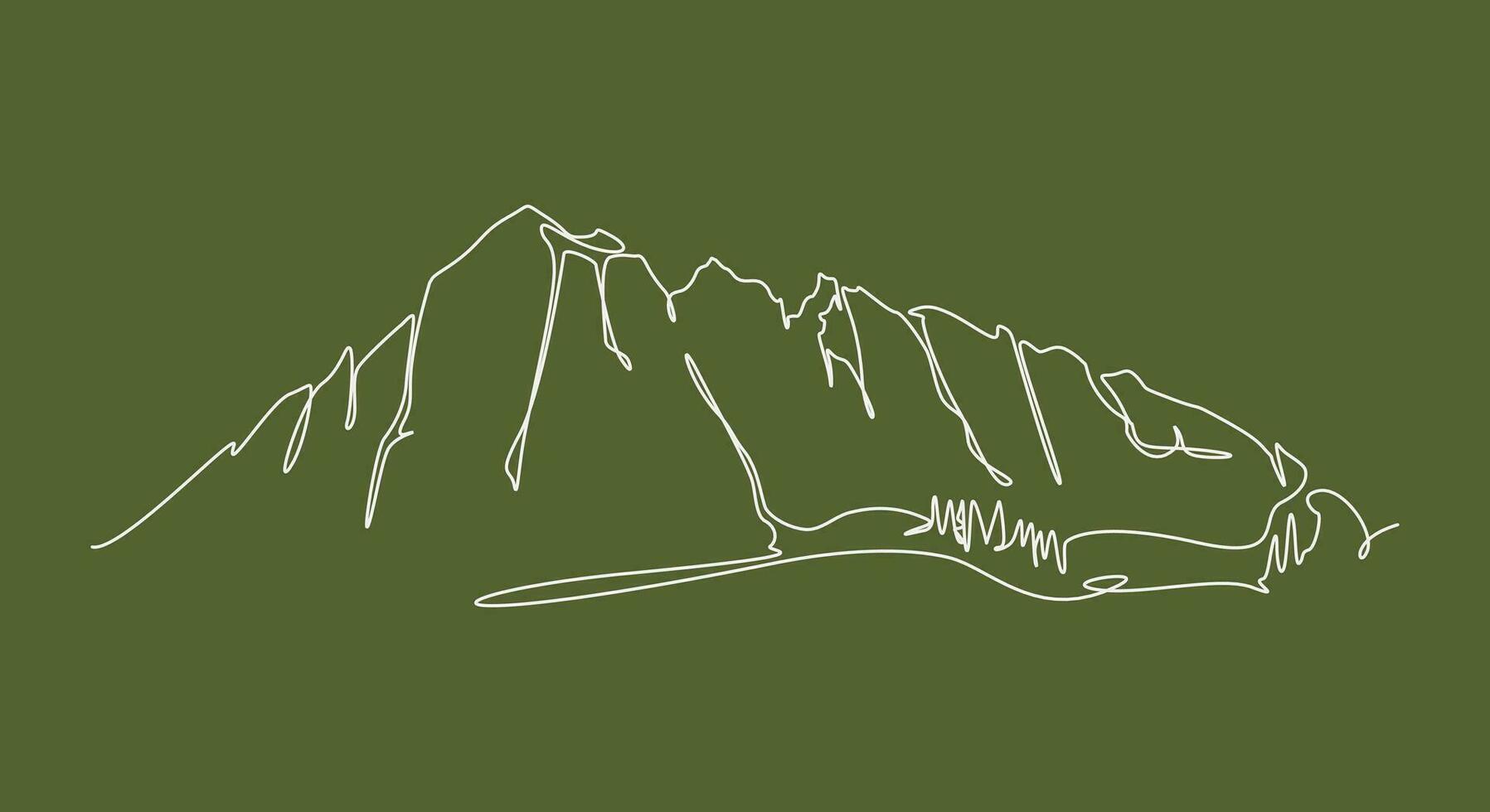 continu un ligne main dessin de Montagne. modifiable accident vasculaire cérébral. vecteur illustration