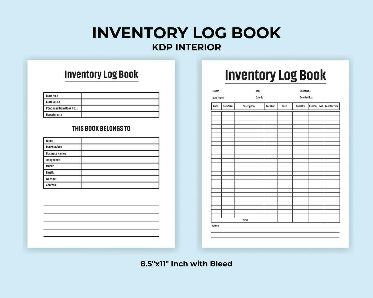 inventaire Journal livre kdp intérieur vecteur