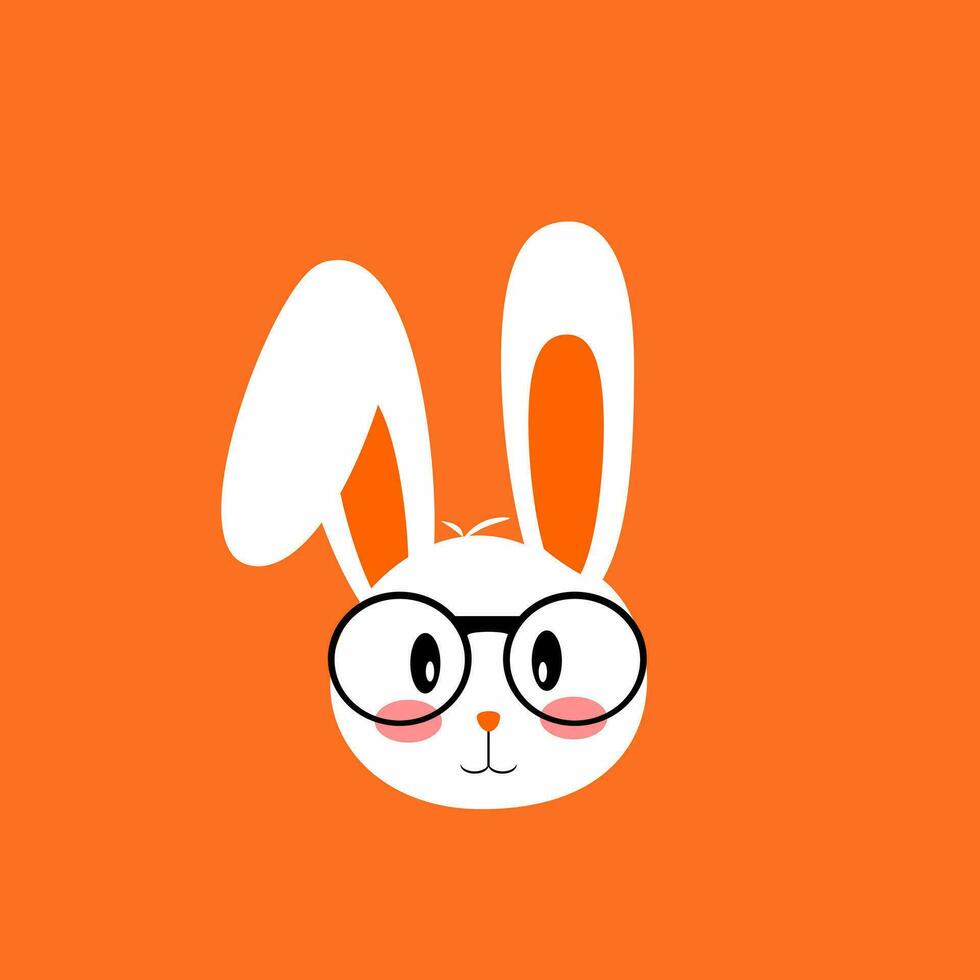 mignonne lapin dessin animé personnage portant des lunettes vecteur