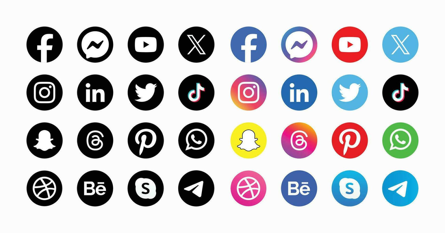 ensemble de social médias logo dans blanc Contexte. social médias icône ensemble collection. vecteur