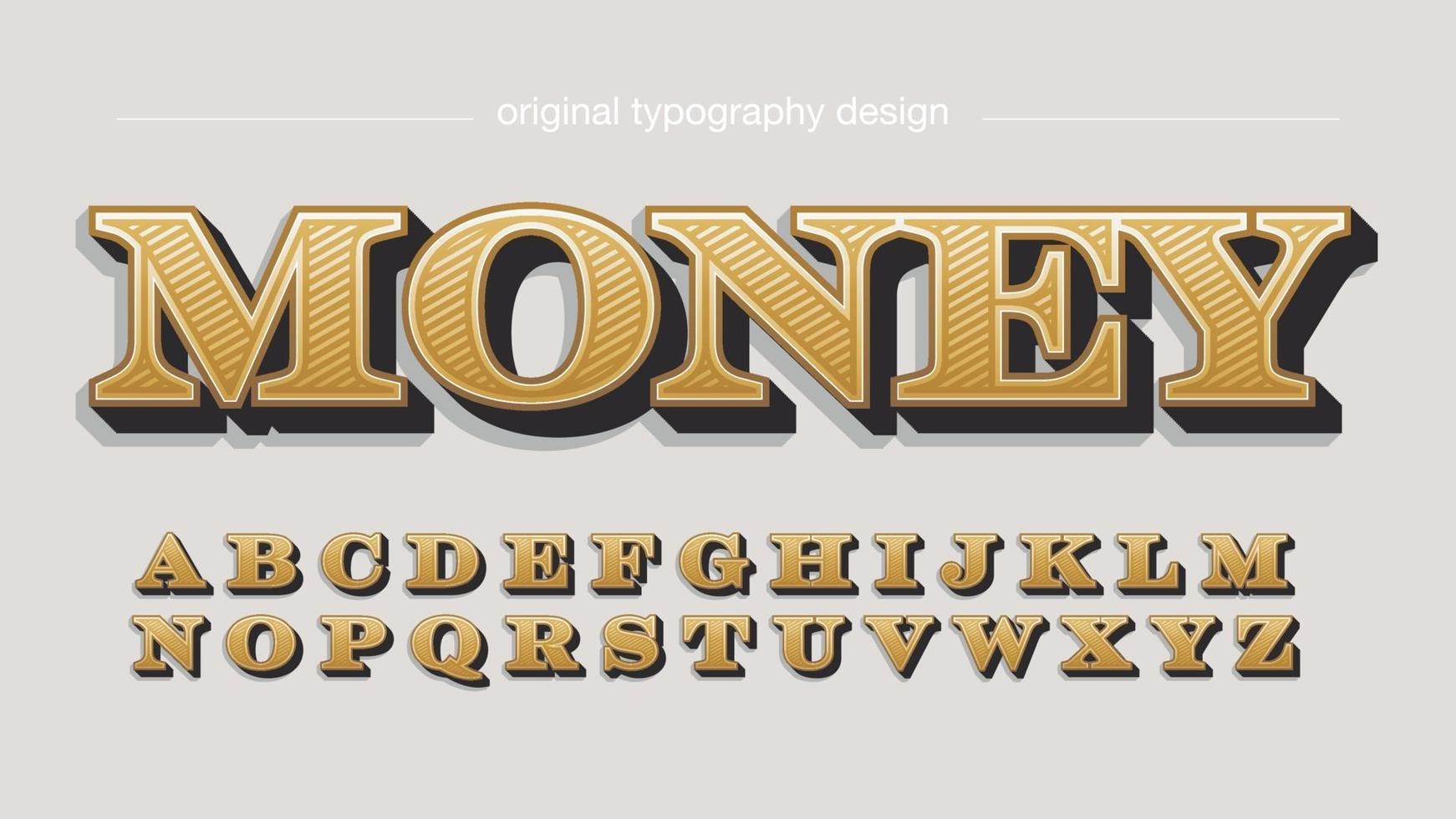 typographie serif de dalle 3d dorée vecteur