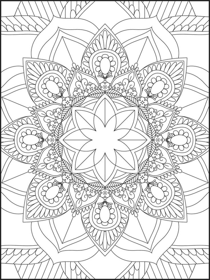 coloration livre pages. mandala. abstrait islamique fleur. enfants et adulte anti stress coloration livre. blanc arrière-plan, noir contour. vecteur Stock illustration. modèle mandala coloration pages