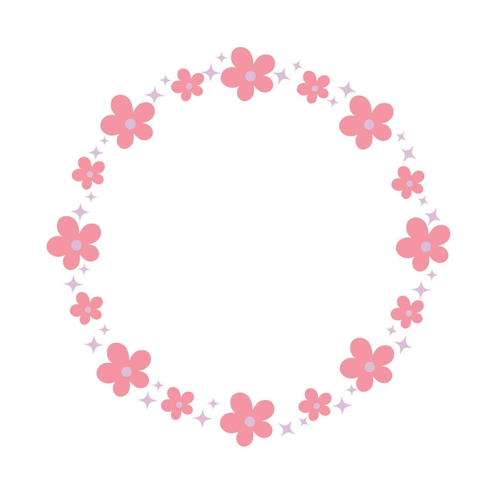 rond Cerise fleur Cadre. mignonne floral couronne frontière vecteur