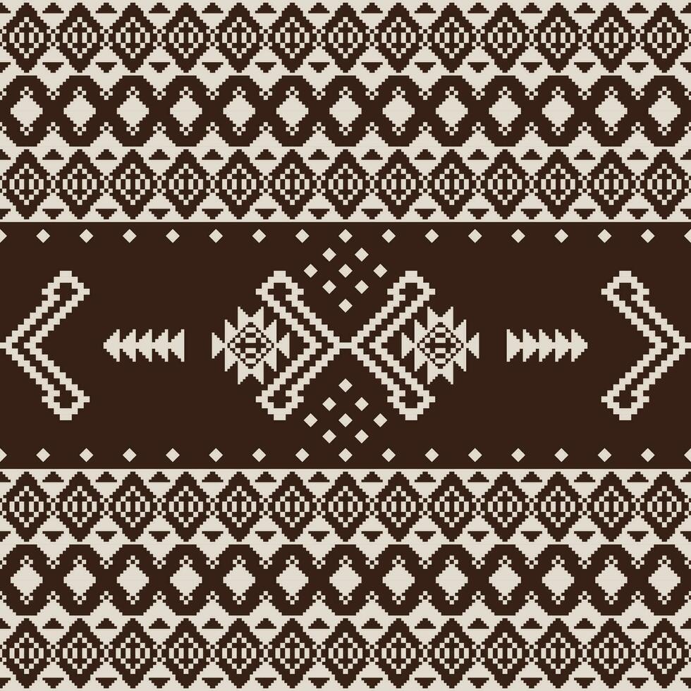 aztèque géométrique sans couture ethnique modèle. originaire de américain contemporain motif avec pixel style. modèle impression pour conception pour textile, tissu, vêtements, rideau, tapis, ornement. vecteur
