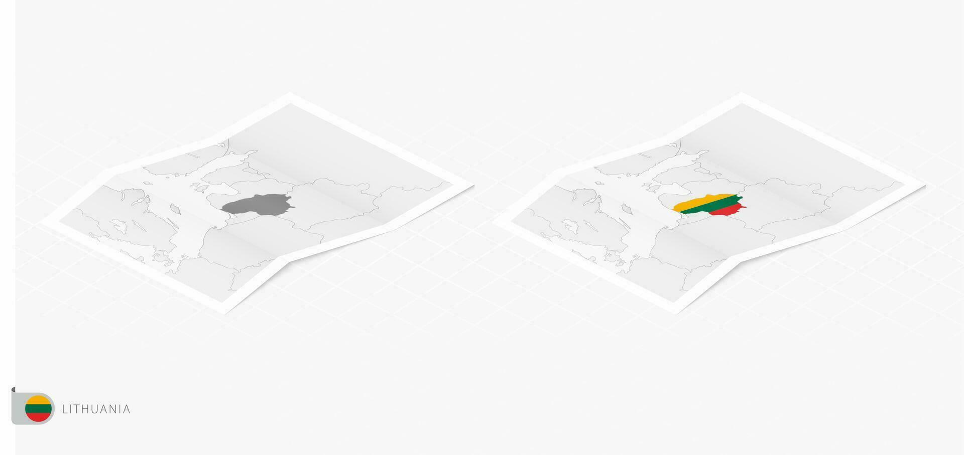 ensemble de deux réaliste carte de Lituanie avec ombre. le drapeau et carte de Lituanie dans isométrique style. vecteur