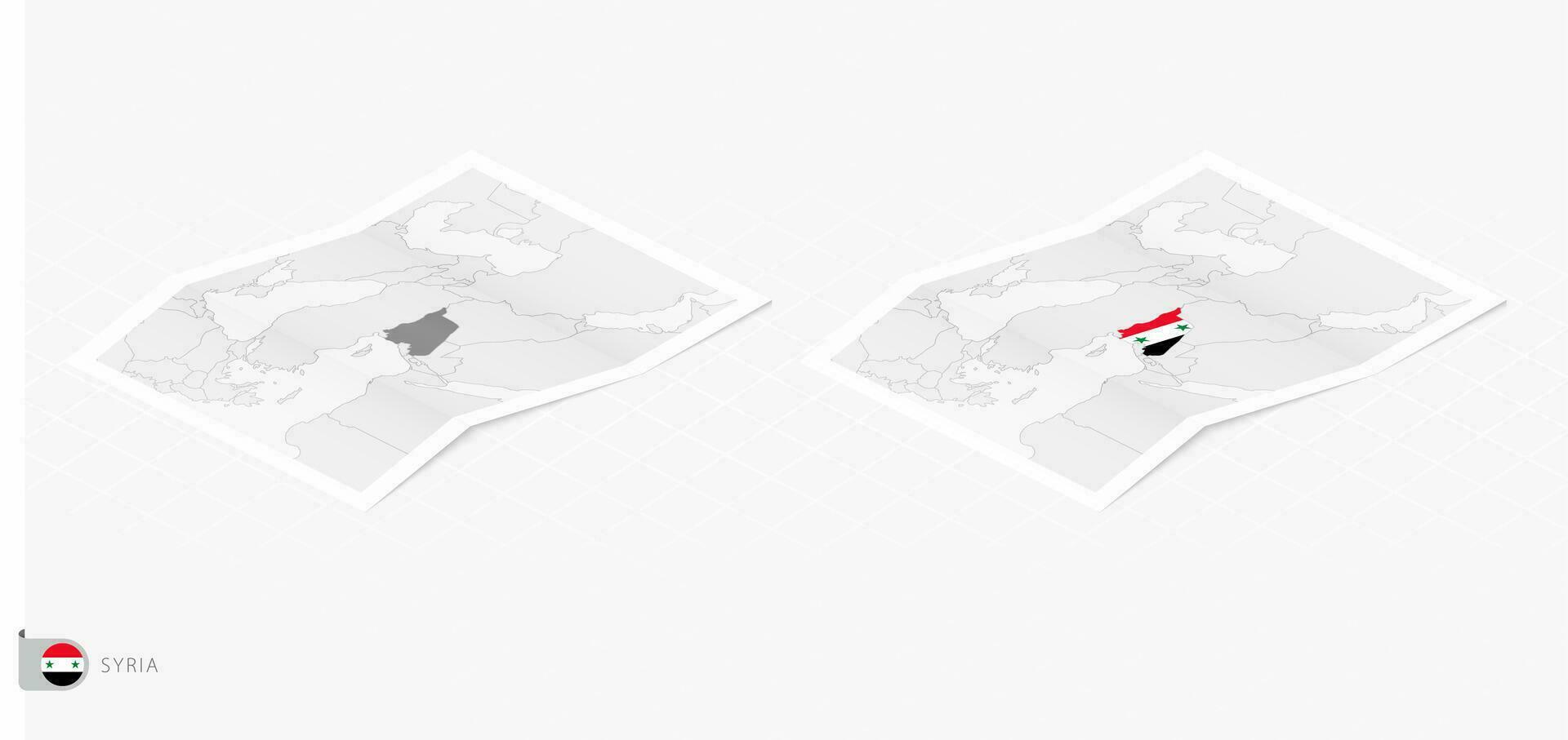 ensemble de deux réaliste carte de Syrie avec ombre. le drapeau et carte de Syrie dans isométrique style. vecteur