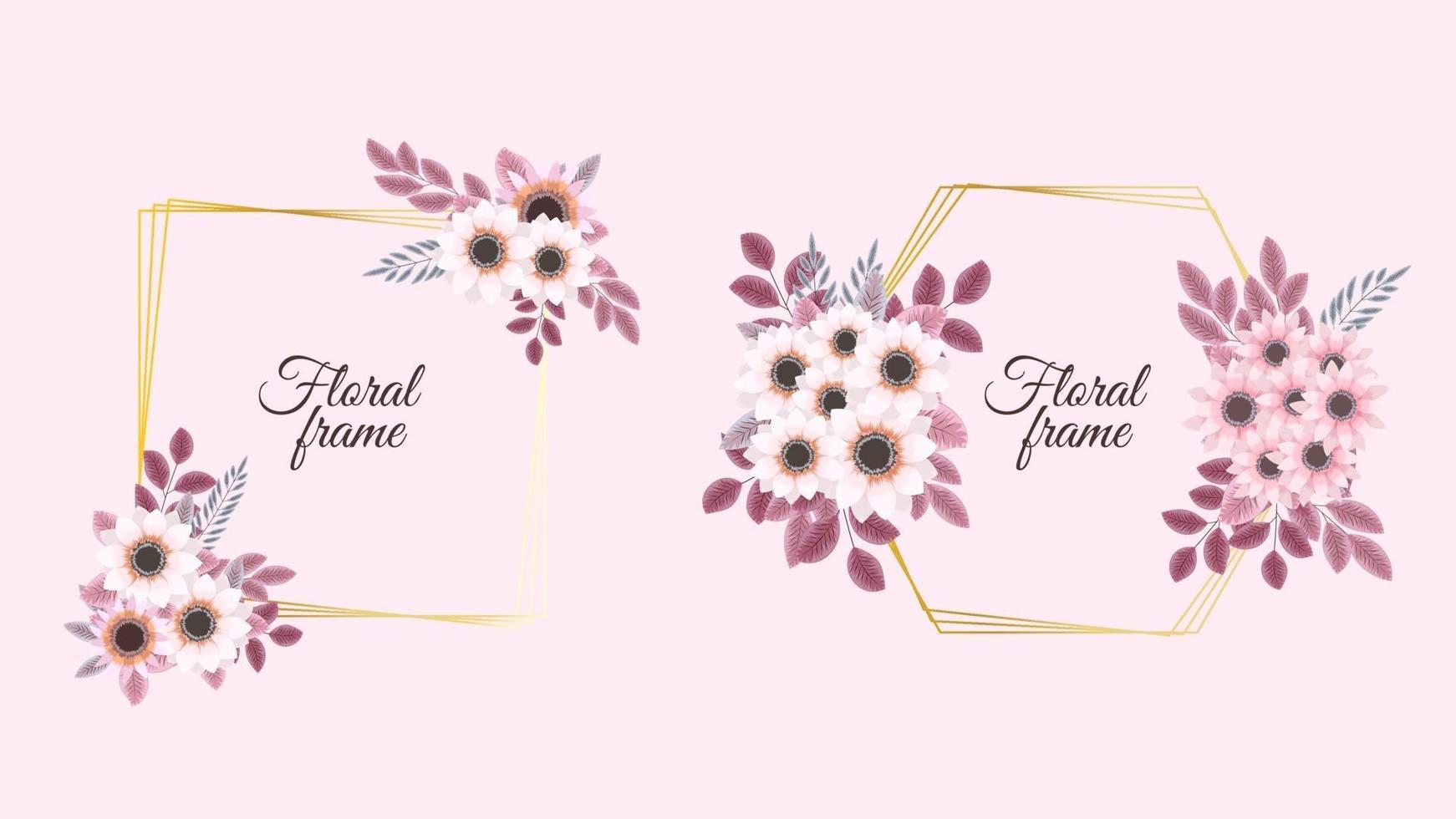 couronne romantique avec citation texte place modèle de carte invitation de fleurs vecteur