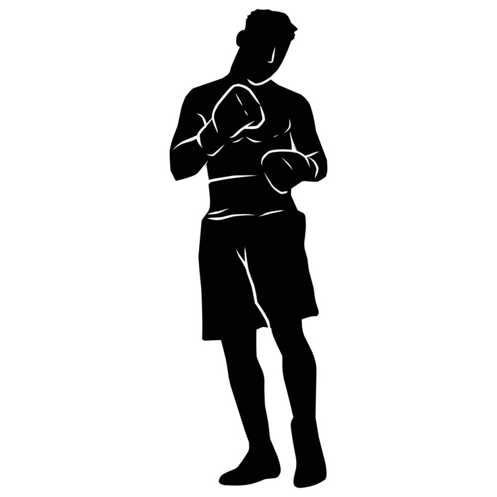 boxeur silhouette main dessin. graphique les atouts dans le forme de ombres de boxe joueurs cette pouvez être utilisé pour Contexte dessins vecteur