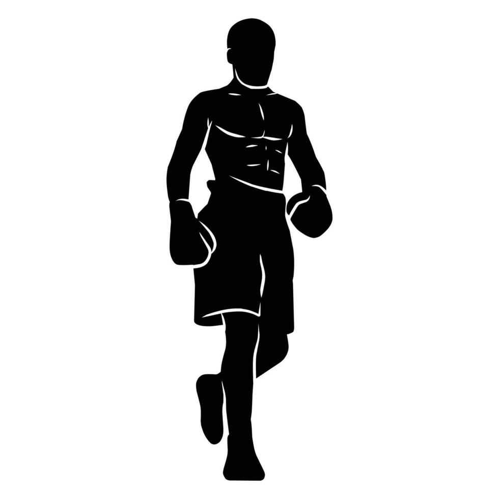 boxeur silhouette main dessin. graphique les atouts dans le forme de ombres de boxe joueurs cette pouvez être utilisé pour Contexte dessins vecteur