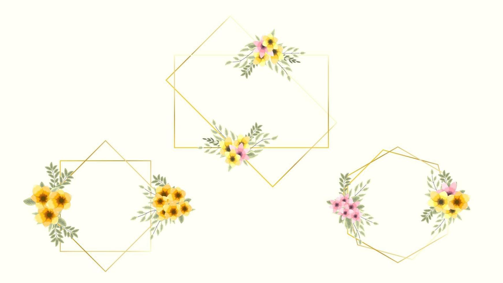 modèle de carte de cadre floral avec étiquette de fleurs pour invitation de mariage vecteur