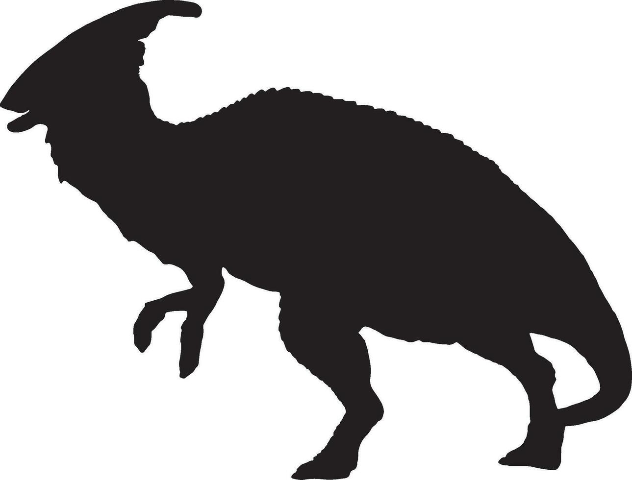 parasaurolophus noir silhouette isolé Contexte vecteur