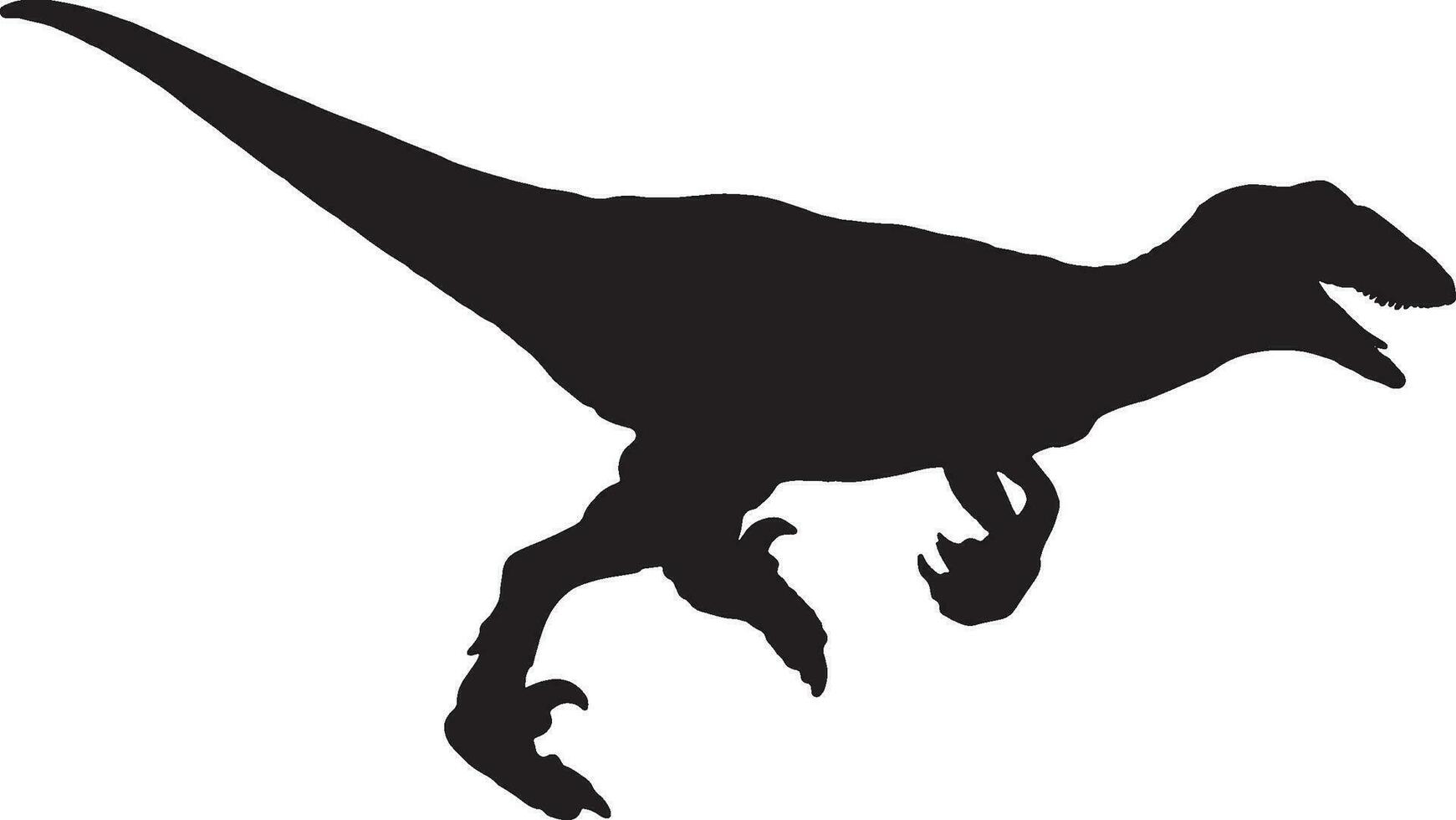velociraptor noir silhouette isolé Contexte vecteur