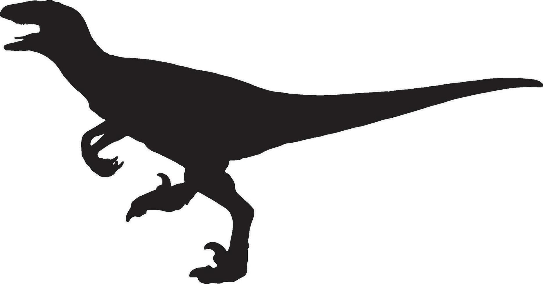 velociraptor noir silhouette isolé Contexte vecteur