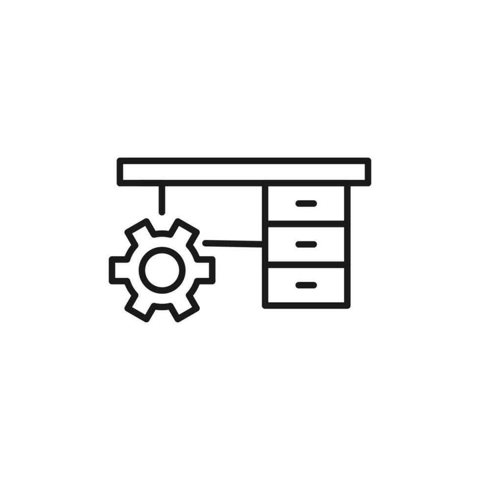 équipement par table isolé ligne icône. parfait pour la toile des sites, applications, interface utilisateur, l'Internet, magasins, magasins. Facile image tiré avec noir mince ligne vecteur