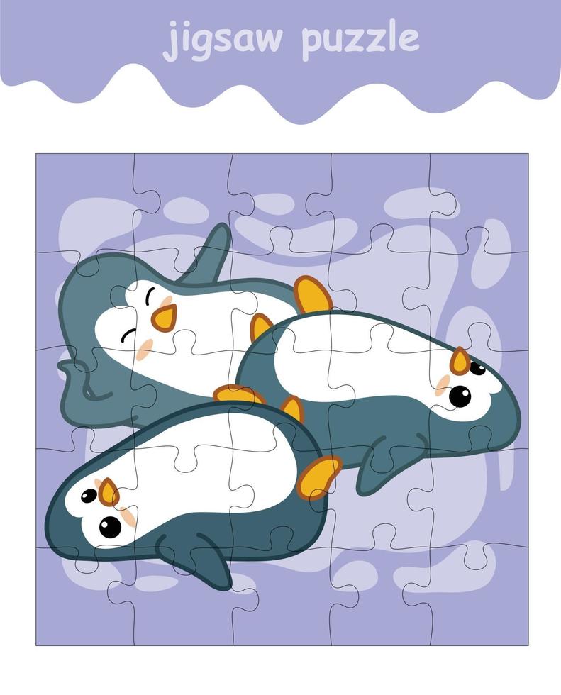 jeu de puzzle de 3 personnages pingouins vecteur