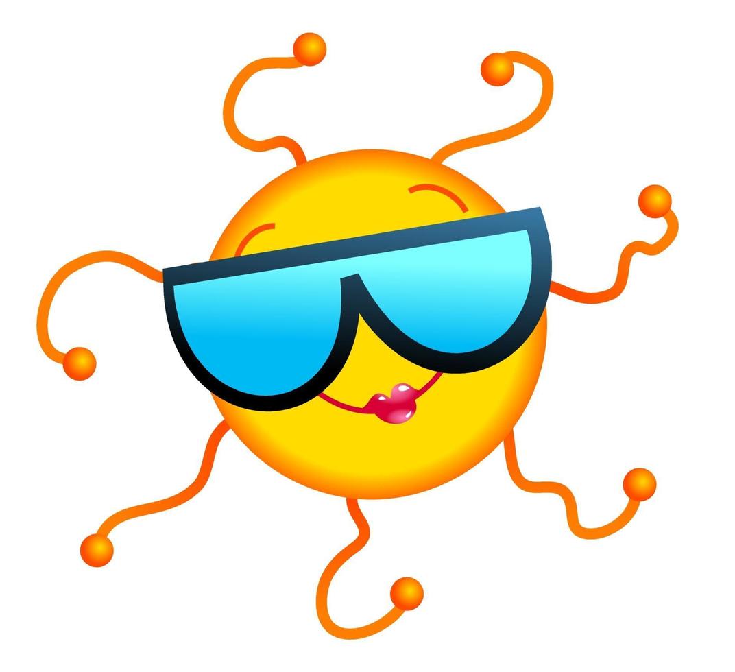 dessin animé mignon de soleil d'été vecteur