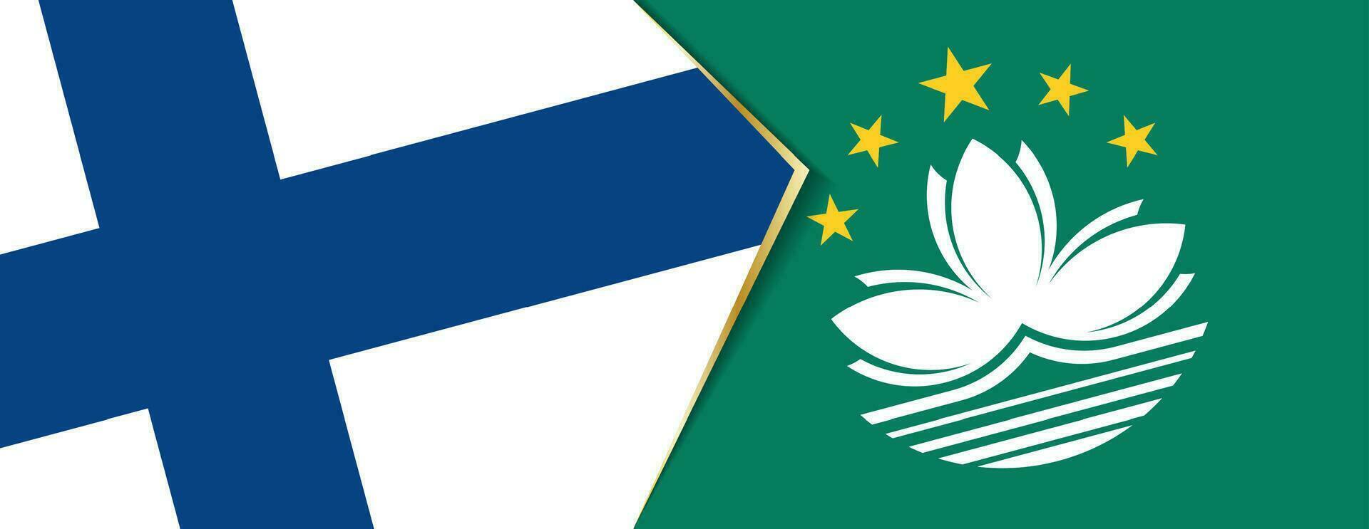 Finlande et macao drapeaux, deux vecteur drapeaux.