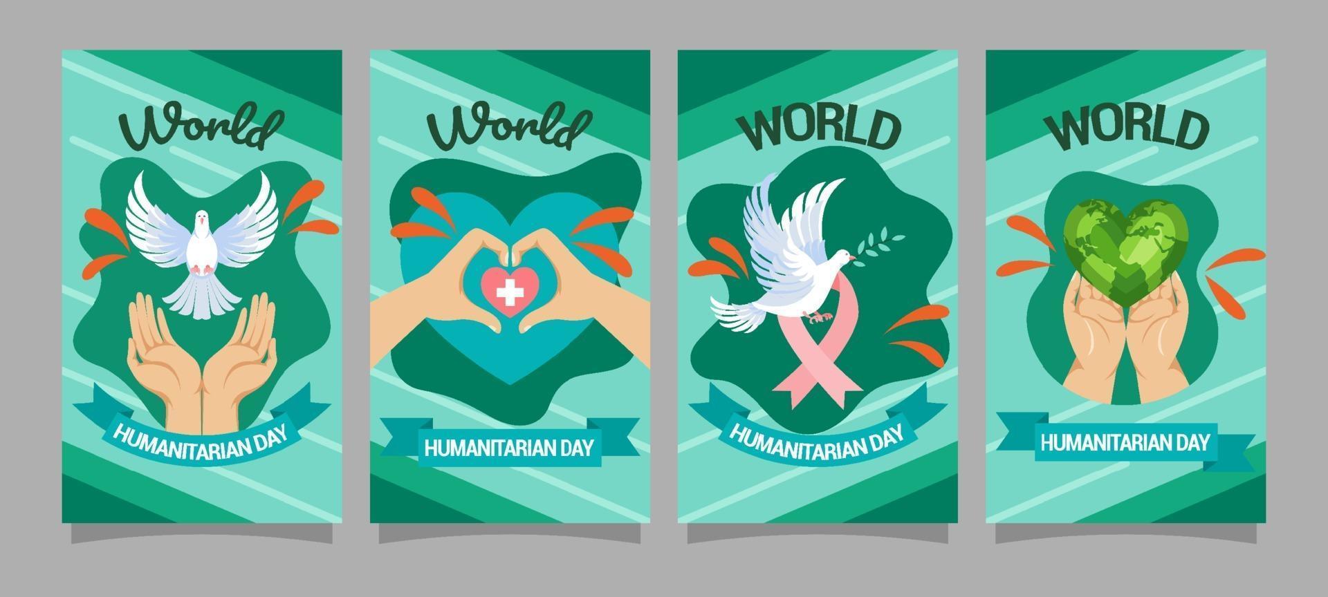 jeu de cartes d'activisme pour la journée humanitaire mondiale vecteur