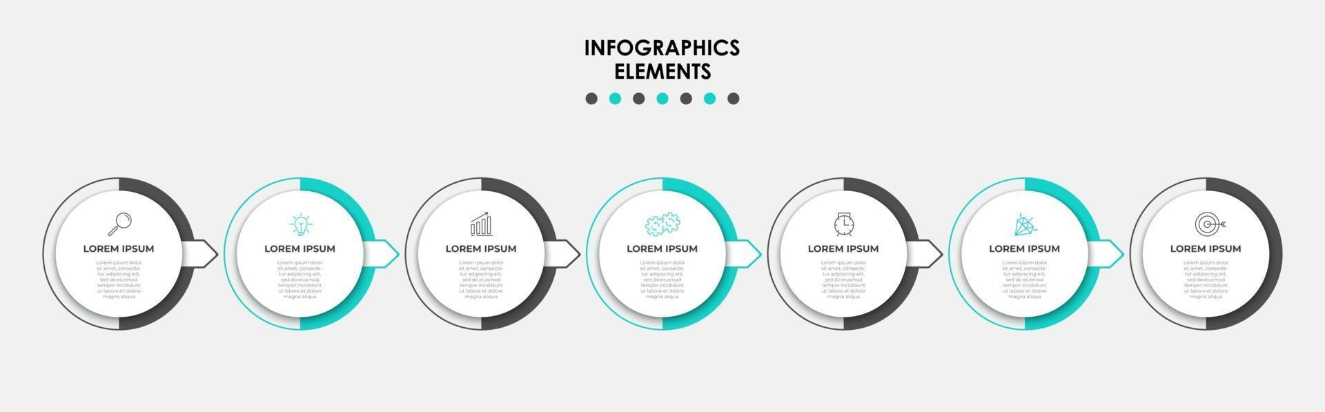 modèle de conception infographique avec icônes et 7 options ou étapes vecteur