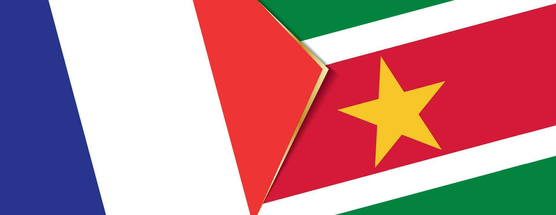 France et suriname drapeaux, deux vecteur drapeaux.