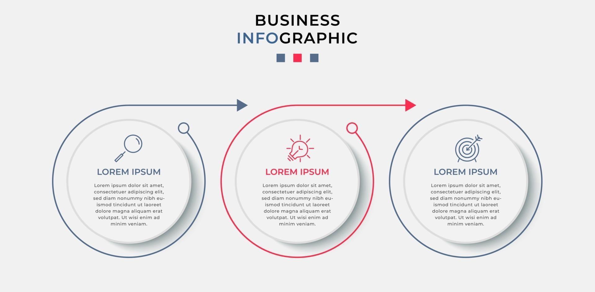 modèle de conception infographique avec icônes et 3 options ou étapes vecteur